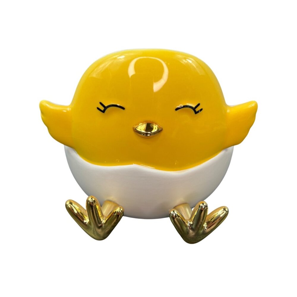 NEW Bath & Body Works Easter Chick Single Wick Candle Holder Yellow Gold White
